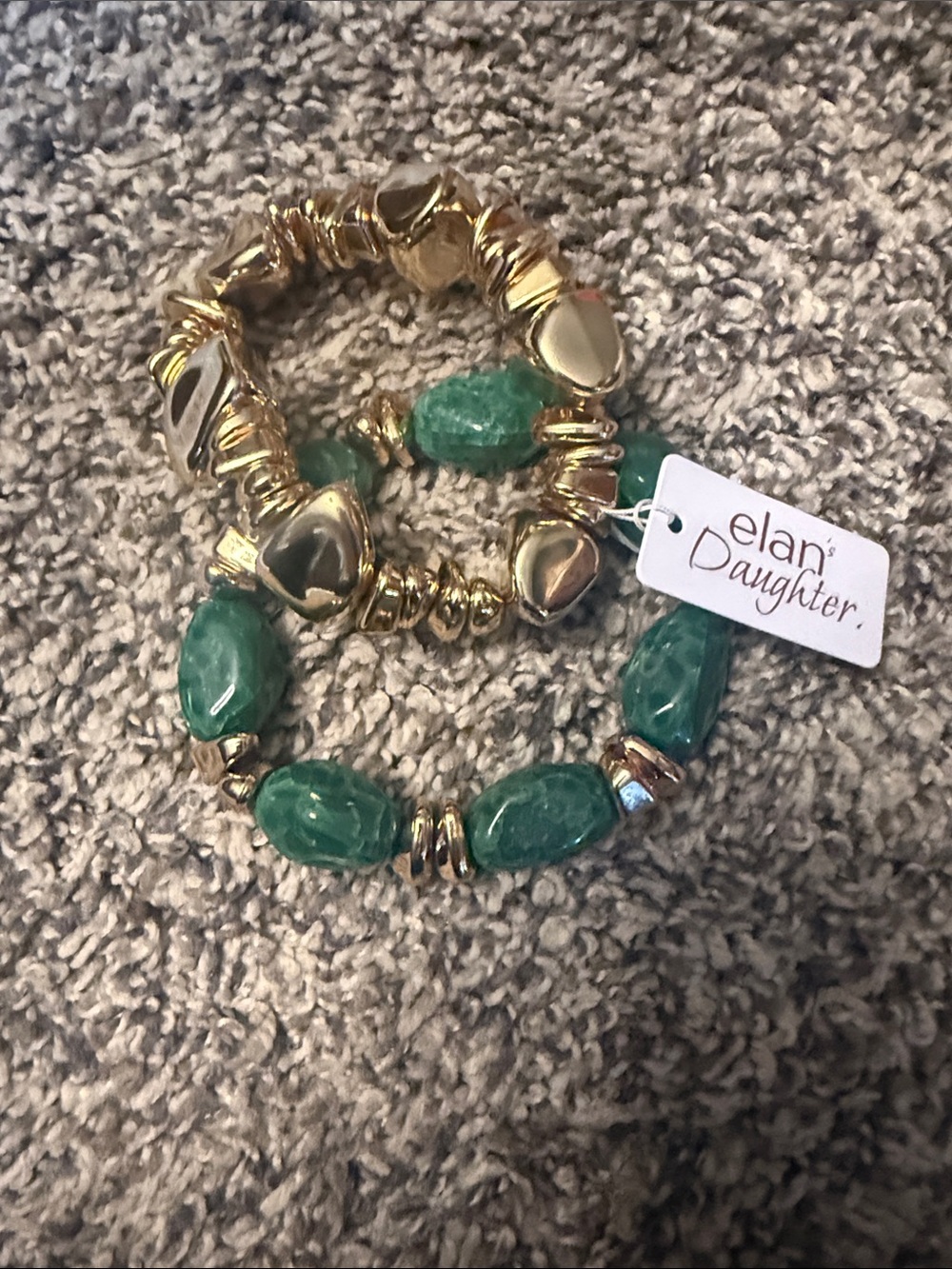 Elan Green and Gold Beaded Bracelet Duo